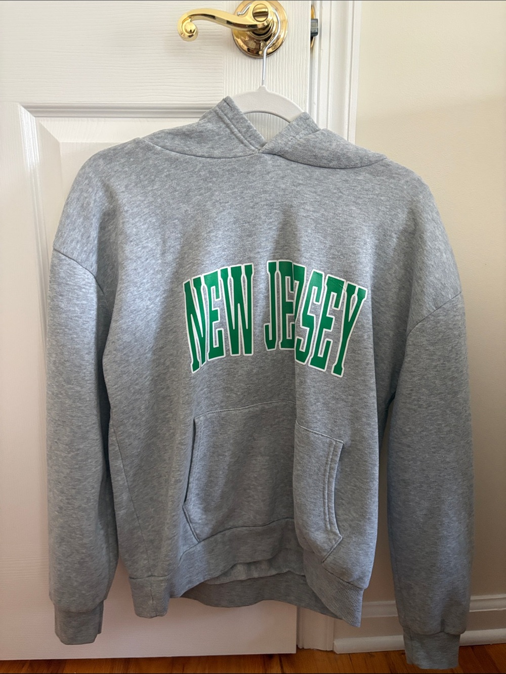 New Jersey Gray Hoodie with Green Lettering
